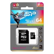 Флеш карта microSD 64GB Silicon Power Elite microSDXC Class 10 UHS-I (SD адаптер)     SP064GBSTXBU1V10SP