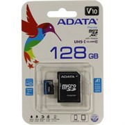Флеш карта microSD 128GB A-DATA microSDXC Class 10 UHS-I A1 100/25 MB/s (SD адаптер)     AUSDX128GUICL10A1-RA1